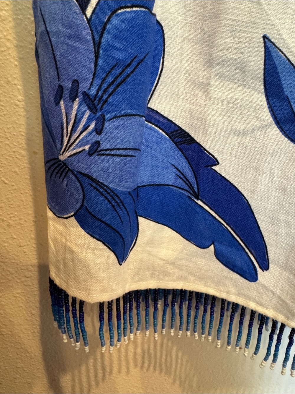 FARM Rio Halter Blue Yard Off-White Maxi Dress with Beaded Fringe - Picture 8 of 15